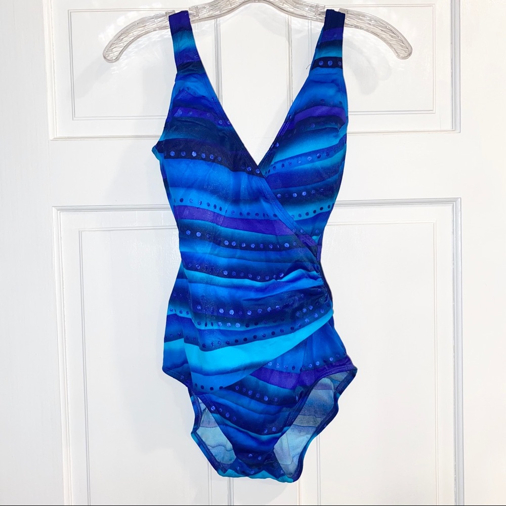 Vintage Robby Len Blue One Piece Swimsuit